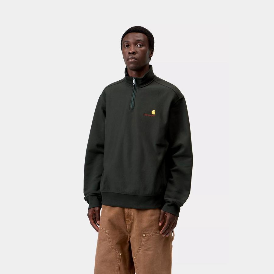Carhartt WIP Half Zip American Script Sweatshirt - Raven