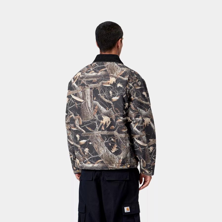 Carhartt WIP OG Detroit Jacket - Camo Feather Tree / Black (Heavy Stone Wash)