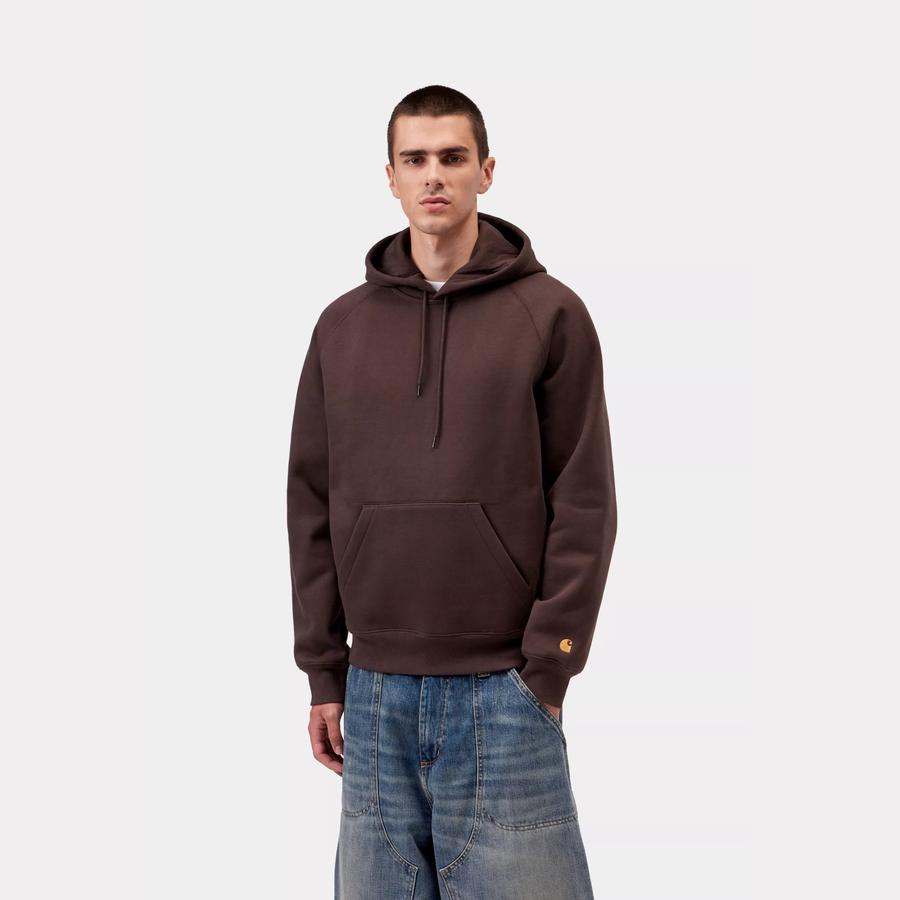Carhartt WIP Hooded Chase Sweatshirt - Palisander / Gold