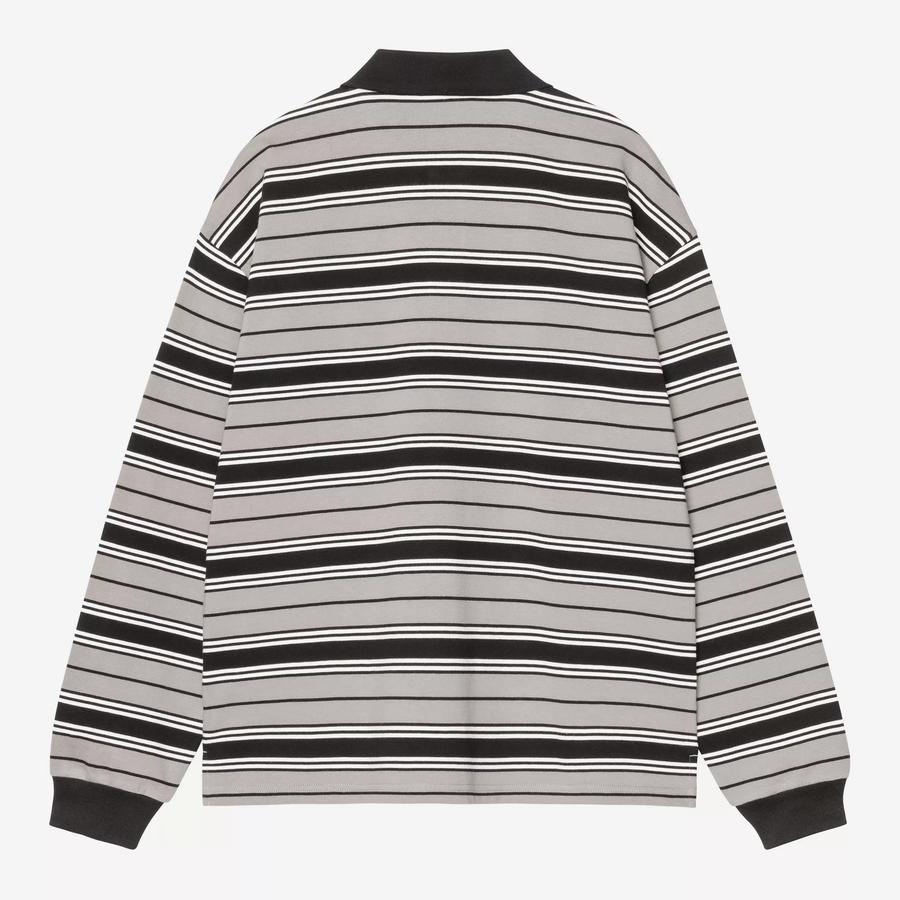 Carhartt WIP L/S Levitt Stripe Rugby Shirt - Shady Grey