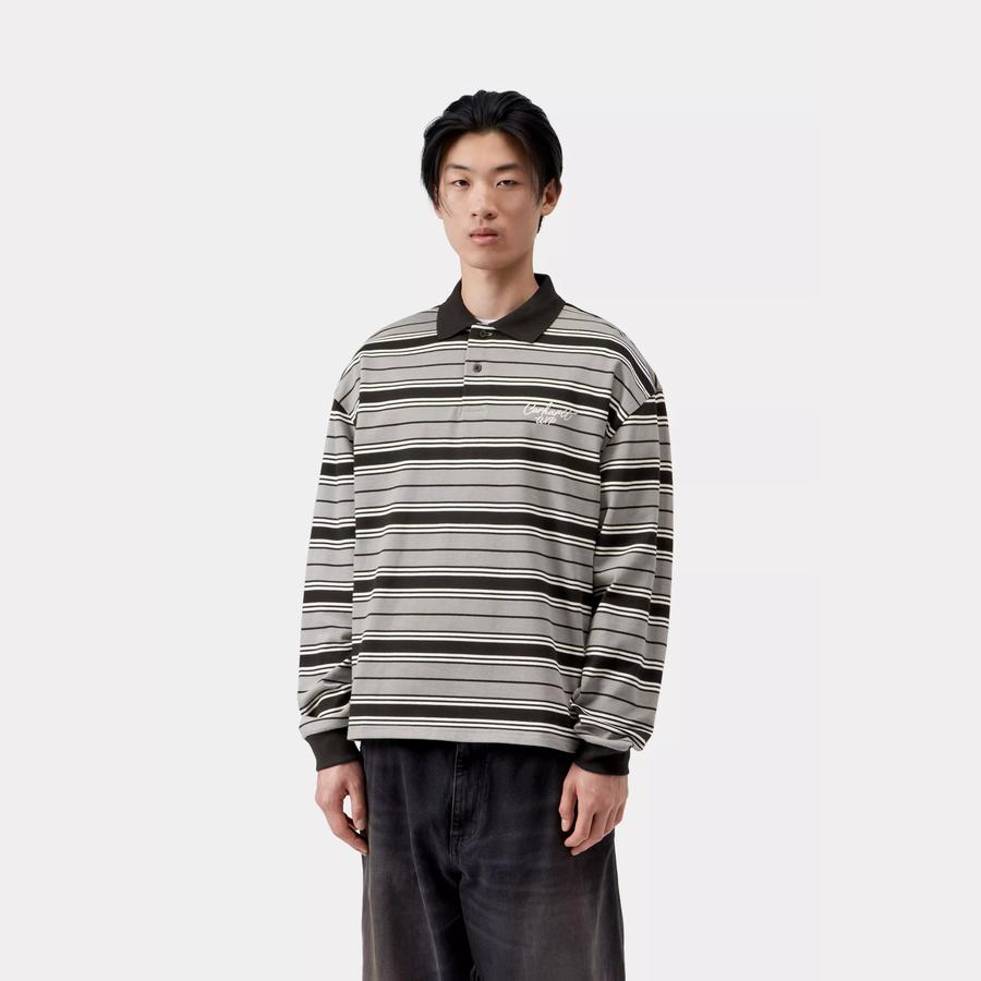 Carhartt WIP L/S Levitt Stripe Rugby Shirt - Shady Grey