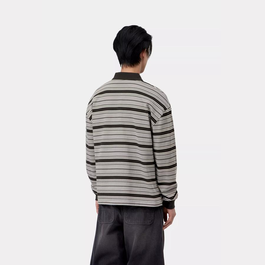 Carhartt WIP L/S Levitt Stripe Rugby Shirt - Shady Grey