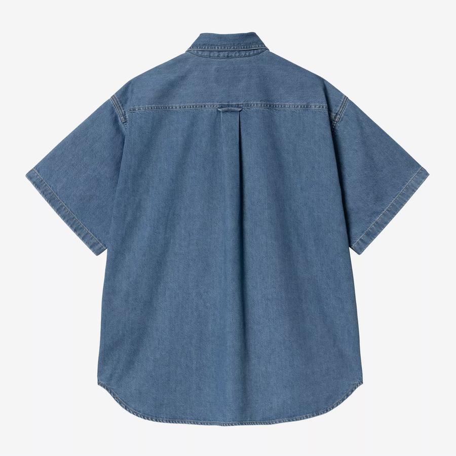 Carhartt WIP S/S Lucas Shirt - Blue (Stone Washed)