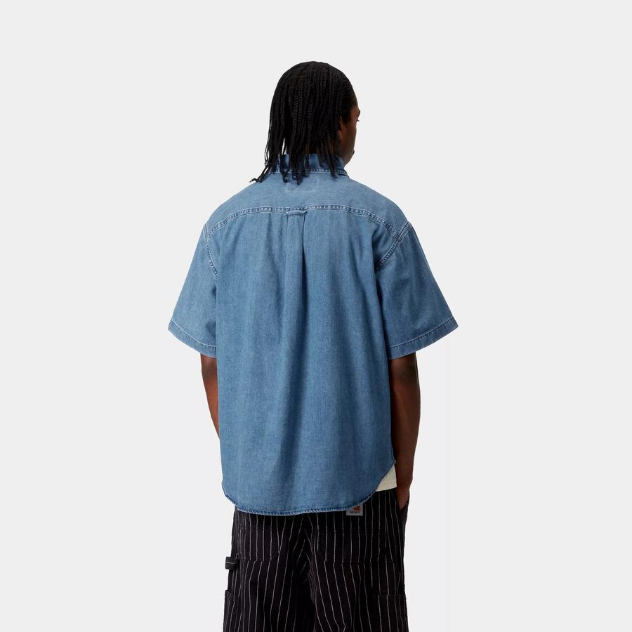 Carhartt WIP S/S Lucas Shirt - Blue (Stone Washed)