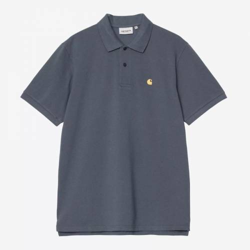 Carhartt WIP S/S Chase Pique Polo - Cozy Blue / Gold