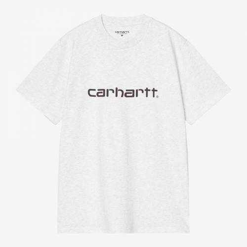 Carhartt WIP S/S Script T-Shirt - Ash Heather / Cozy Purple