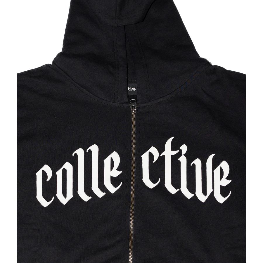 Collective Black Letter Zip-Up Hoodie - Black / White