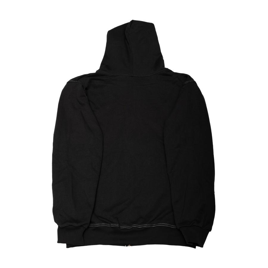 Collective Black Letter Zip-Up Hoodie - Black / White (Contrast Stitching)
