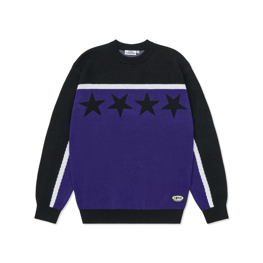 Come Sundown Burn Out Knit - Black / Blue
