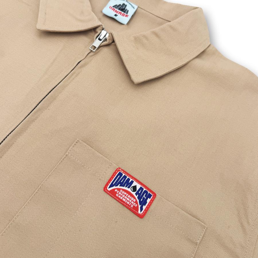 Damage Uniform Zipper Shirt - Khaki