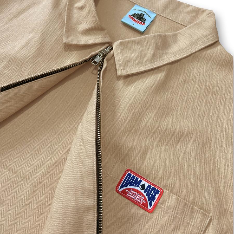 Damage Uniform Zipper Shirt - Khaki