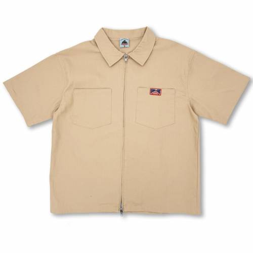 Damage Uniform Zipper Shirt - Khaki