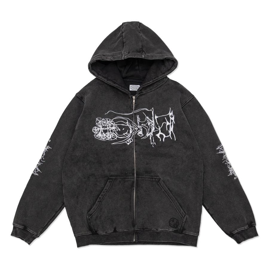Hoddle LG Hill Zip Hood - Black Wash