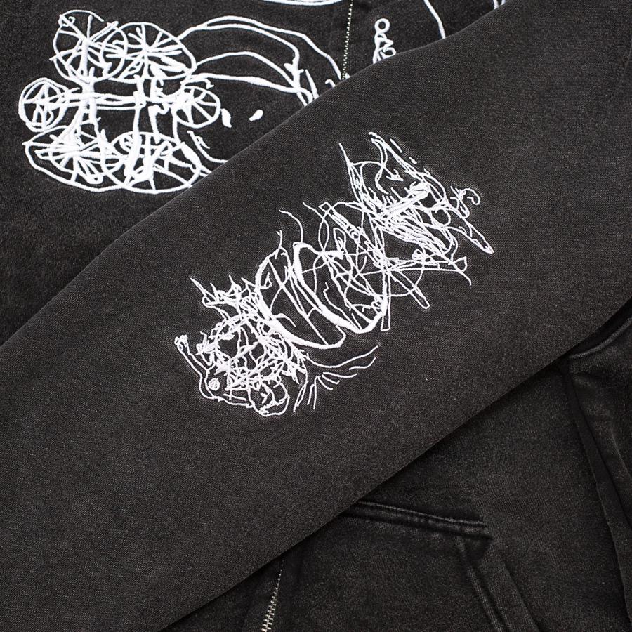Hoddle LG Hill Zip Hood - Black Wash