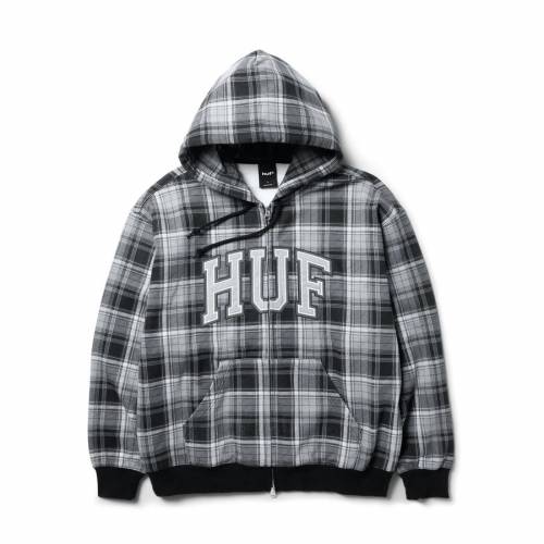 HUF Arch PLaid Full Zip Heavyweight Hoodie - Black