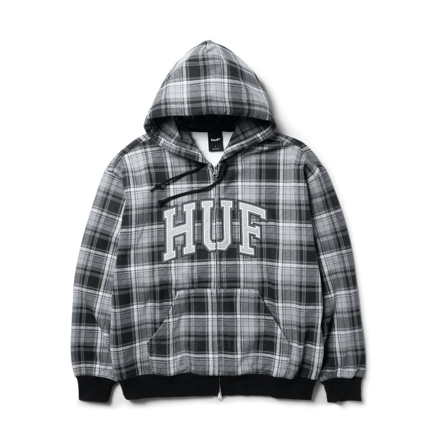 HUF Arch PLaid Full Zip Heavyweight Hoodie - Black