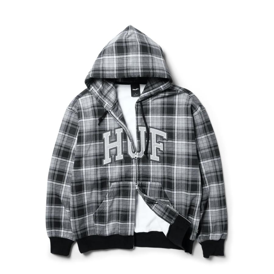 HUF Arch PLaid Full Zip Heavyweight Hoodie - Black