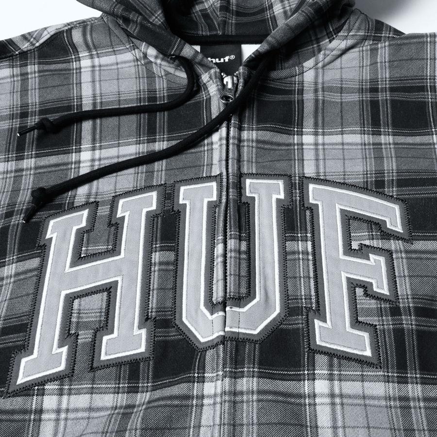 HUF Arch PLaid Full Zip Heavyweight Hoodie - Black