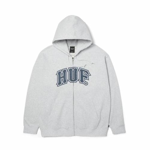 HUF Classic Arch Full Zip Hoodie - Heather Grey / Navy