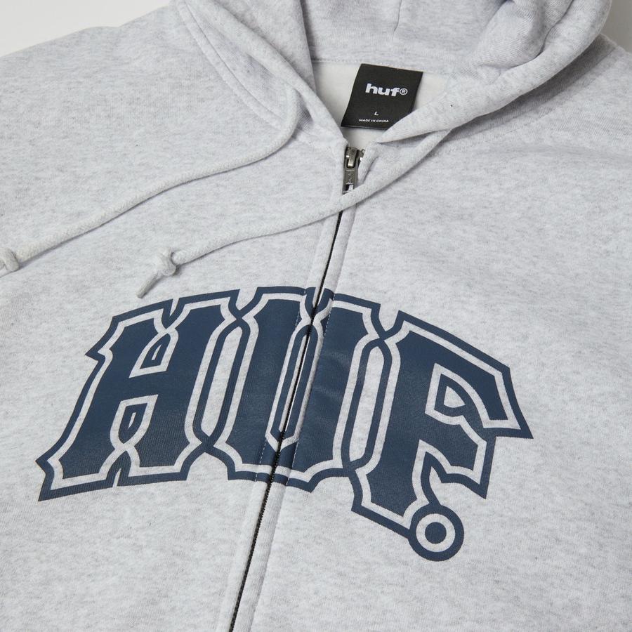 HUF Classic Arch Full Zip Hoodie - Heather Grey / Navy