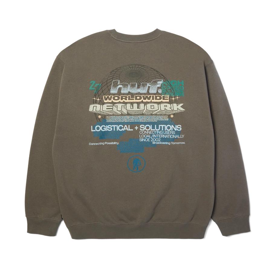 HUF Worlwide Network Crewneck Sweatshirt - Dark Earth