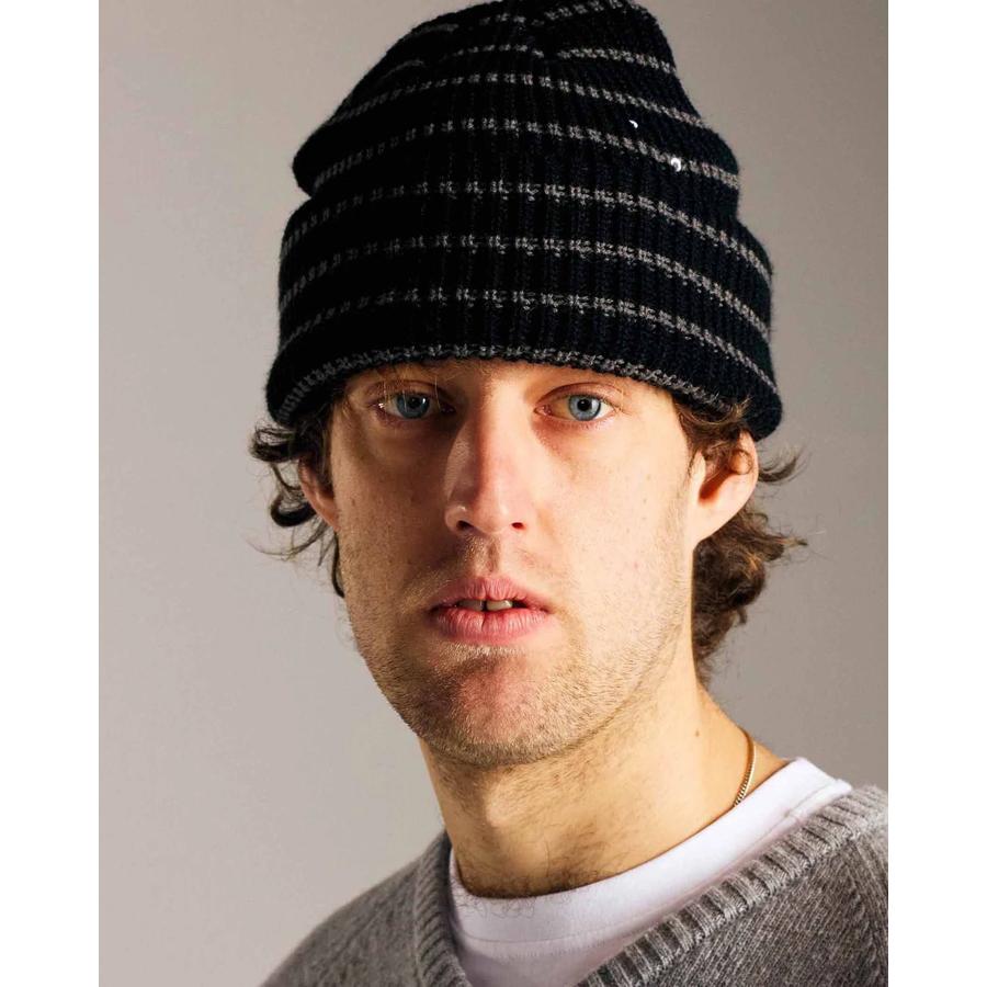 POP Striped Beanie - Black / Charcoal