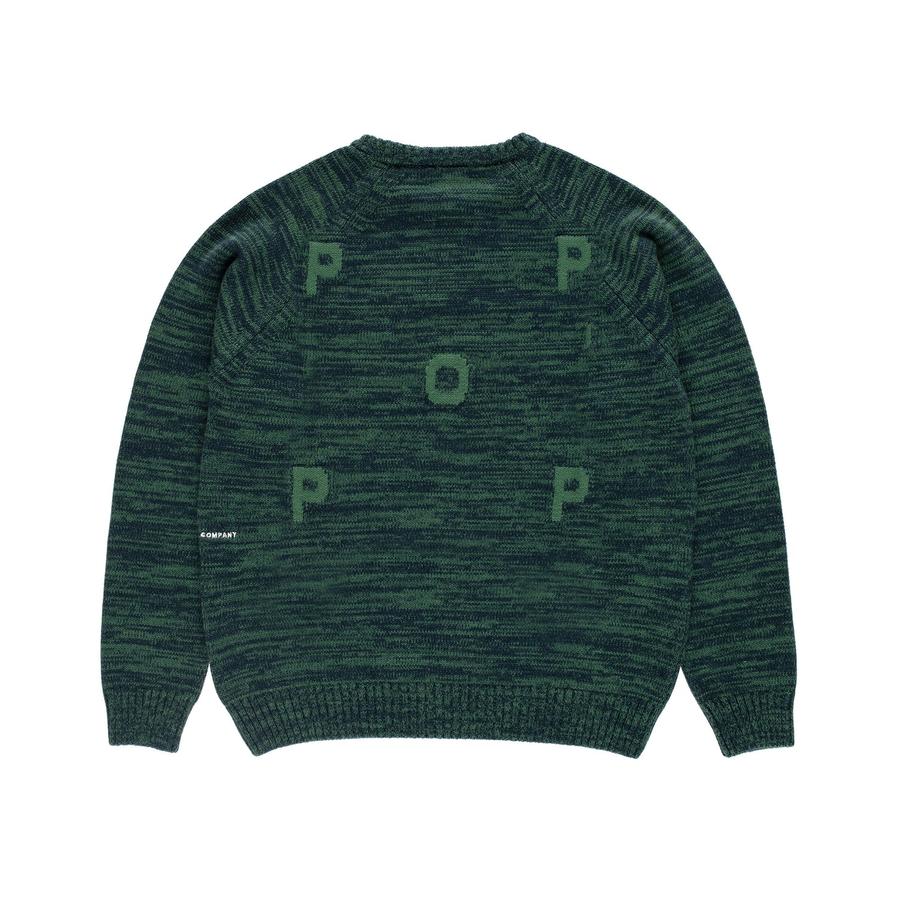 POP Knitted Melange Logo Crewneck - Navy / Juniper