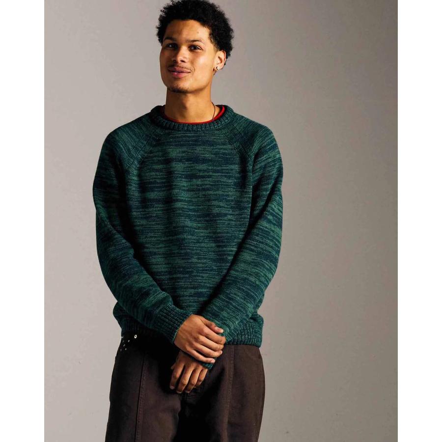 POP Knitted Melange Logo Crewneck - Navy / Juniper