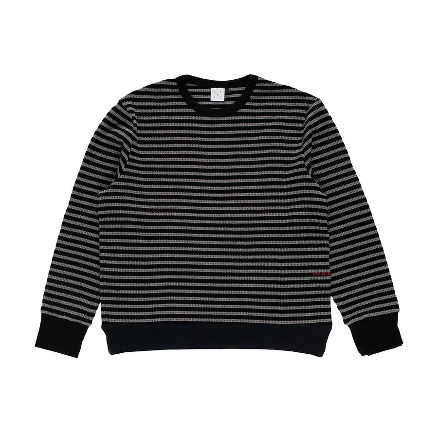 POP Striped Waffle Knit Crewneck - Grey / Black