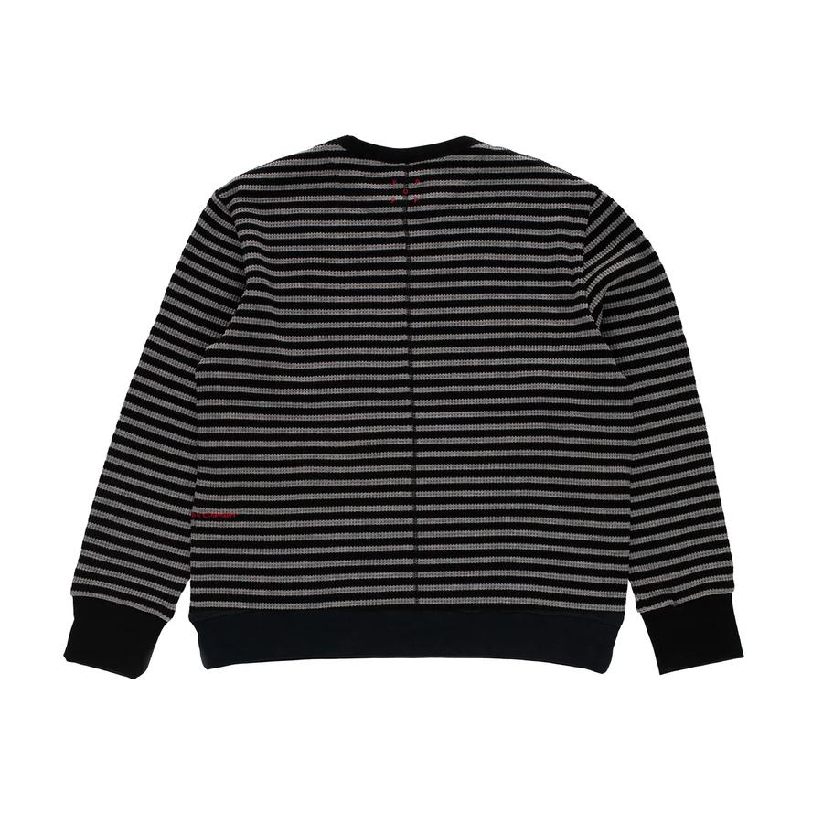 POP Striped Waffle Knit Crewneck - Grey / Black