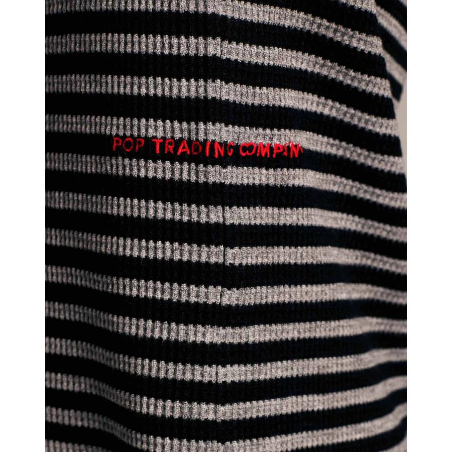 POP Striped Waffle Knit Crewneck - Grey / Black