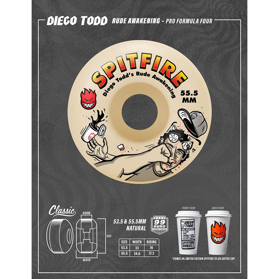 Spitfire Wheels Formula Four Classic Diego Todd Rude Awakening - 55.5mm 99a
