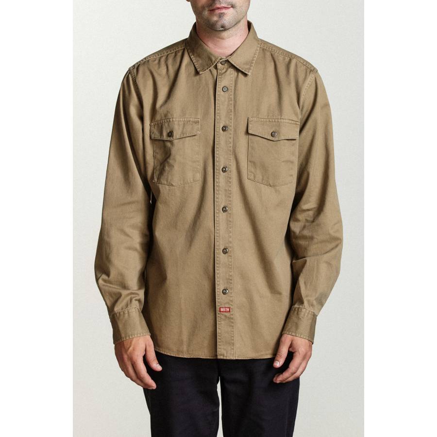 Brixton Olson L/S Woven Shirt - Khaki