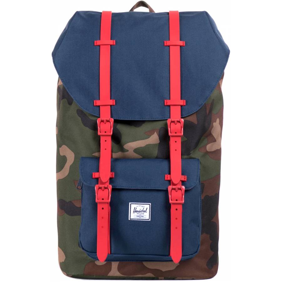 Herschel Little America Backpack - Woodland Camo / Navy / Red Rubber